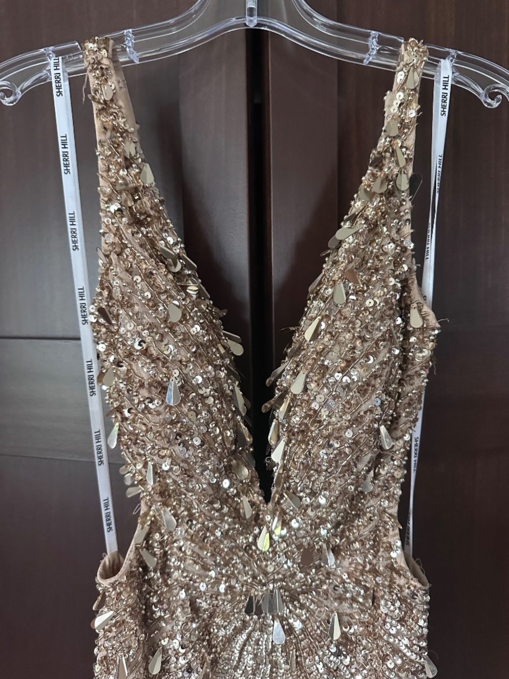 2026 Sherri Hill Gold beaded prom dress - Picture 7 of 10